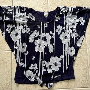 NAIF Blue Asymmetrical Ruffled Blouse